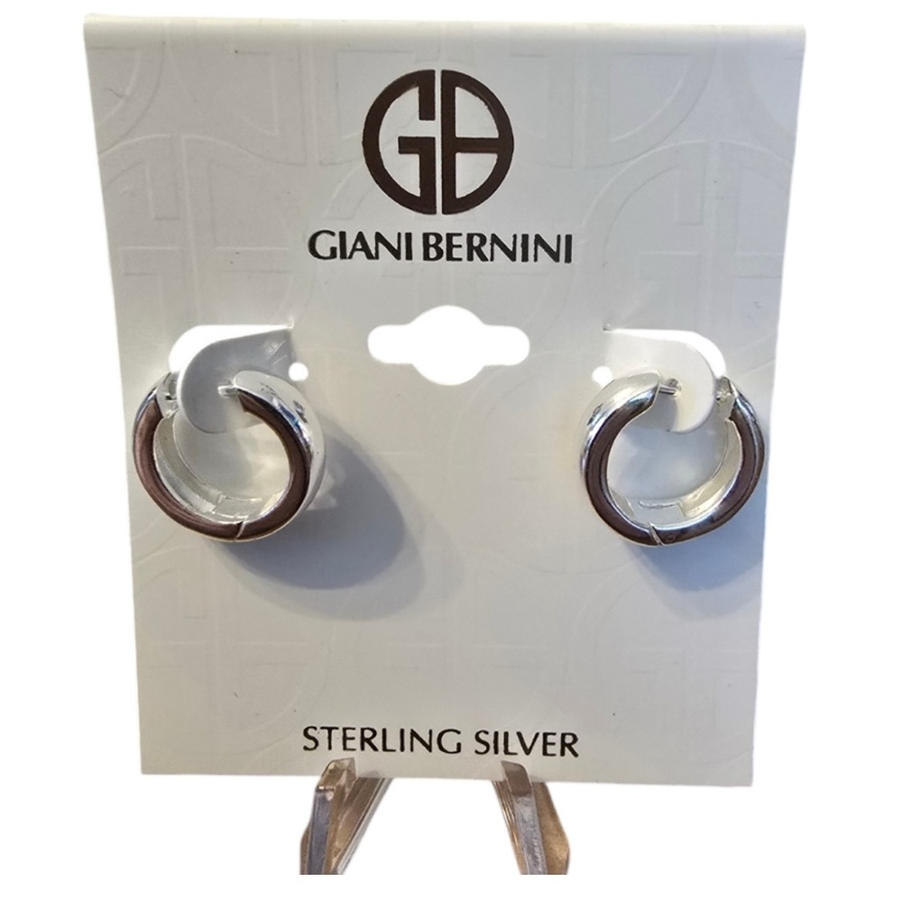 LOW START NWT $80 GIANI BERNINI STERLING SILVER 925 Earrings HUGGIES 1/4 inch